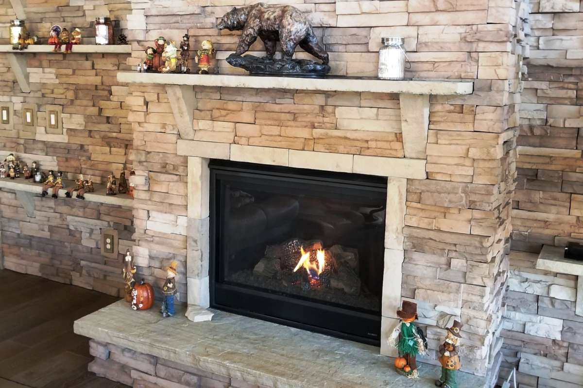 Tan ProStack ClipStone Fireplace