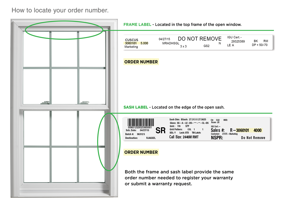 How-To Diagram - Locate Your Ply Gem Product Order Number