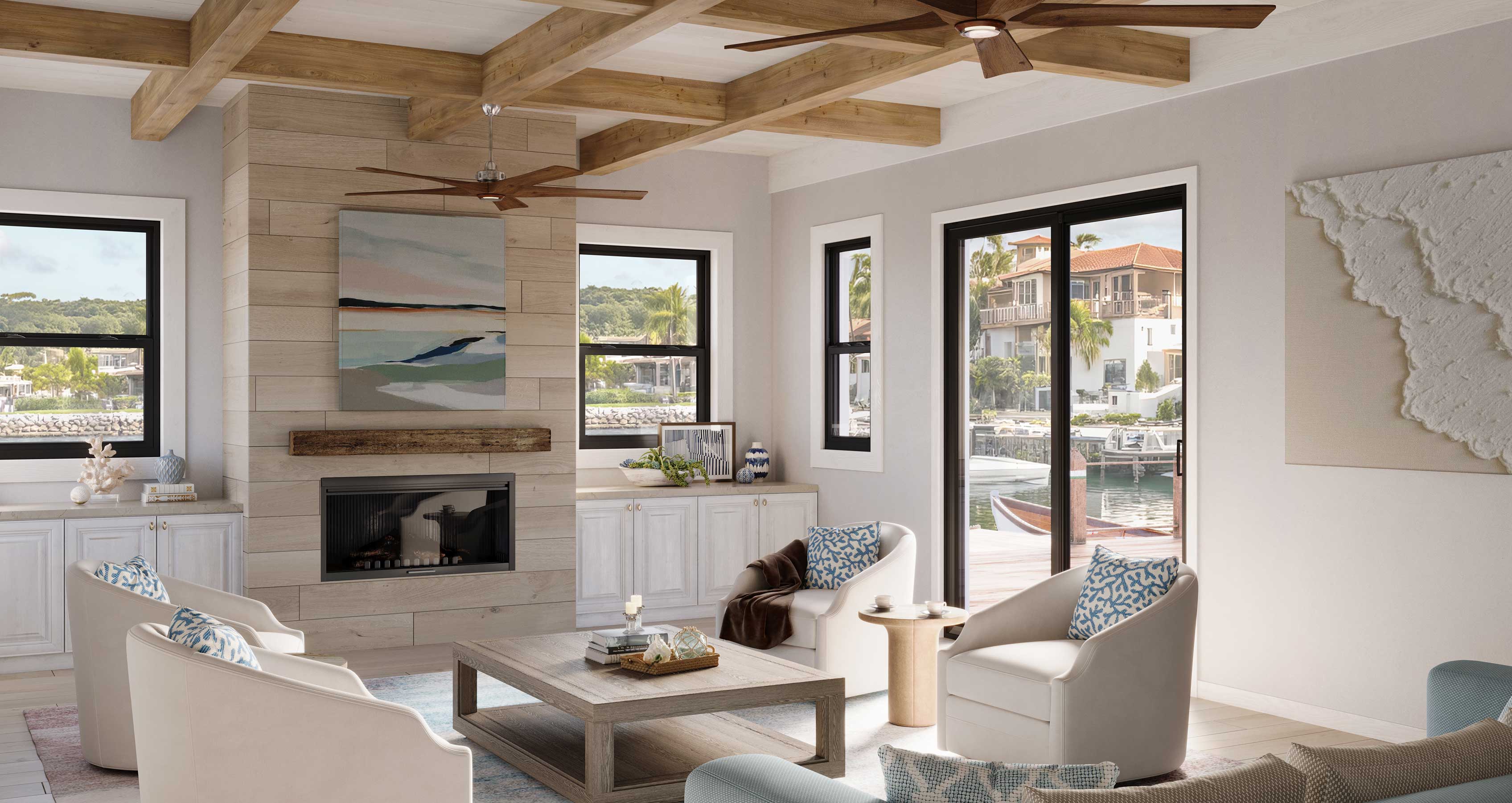 1500 Vinyl Collection Black Coextruded Double Hung Windows and Sliding Patio Door