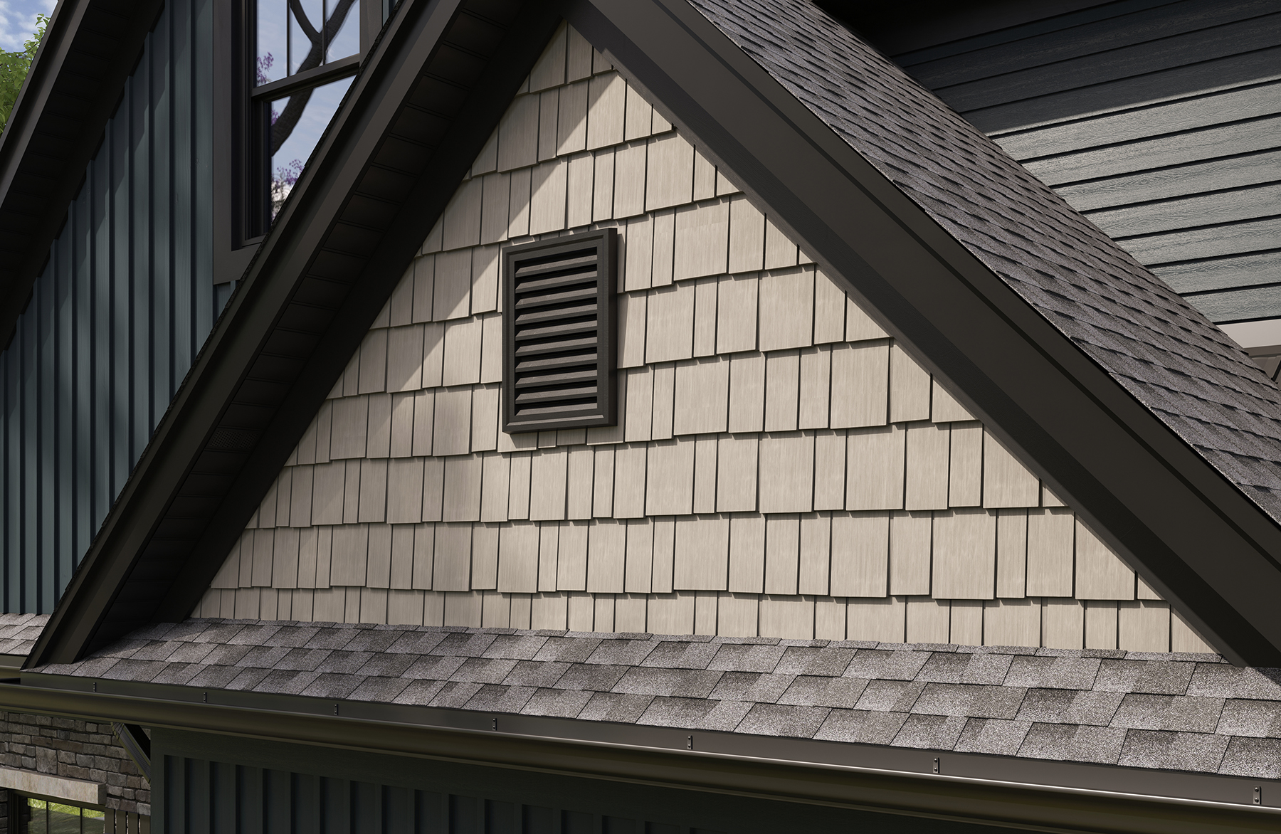 MASTIC Ovation Double 5 Board Batten Natural Slate Ply Gem Trim Moulding Black