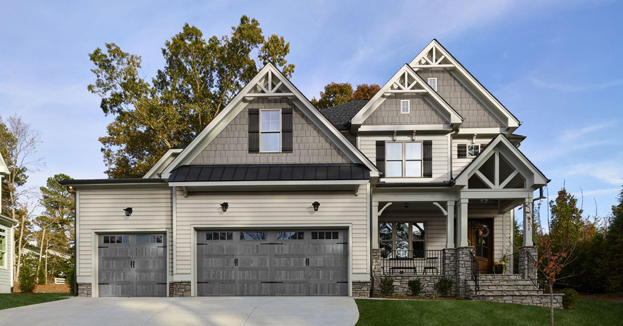 Two Tone Home Exterior Showing Light and Dark Contrast Color Scheme