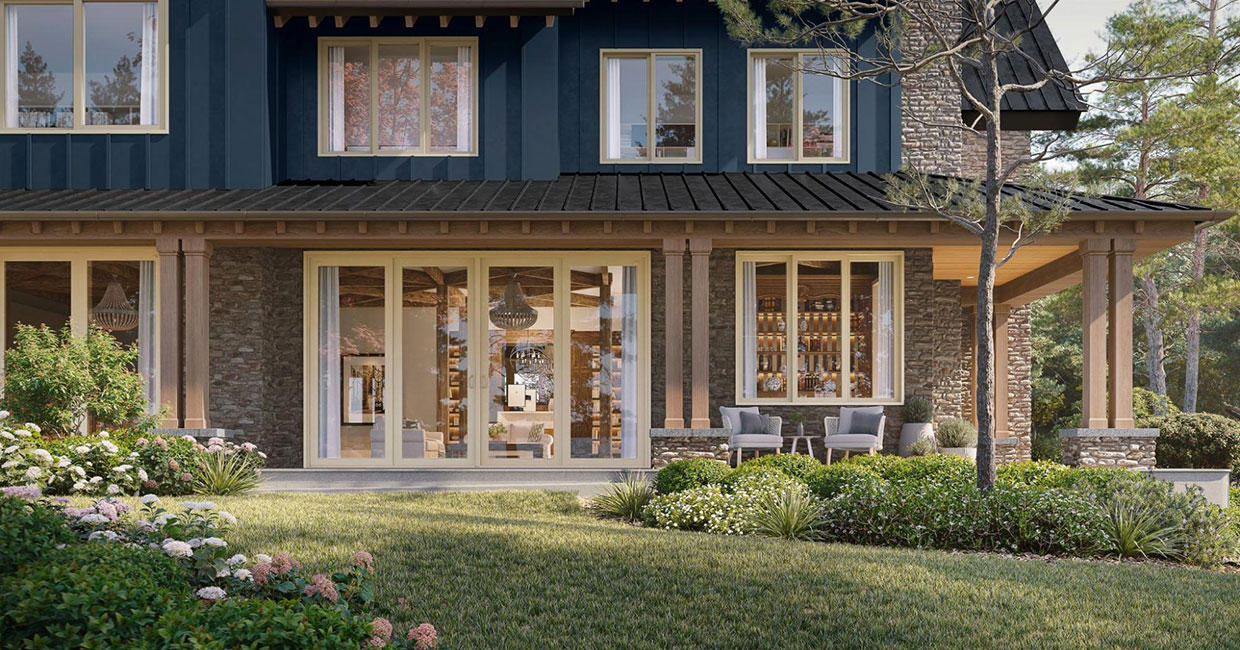 Two Tone Home Exterior Showcasing a Texture and Material Contrast Design