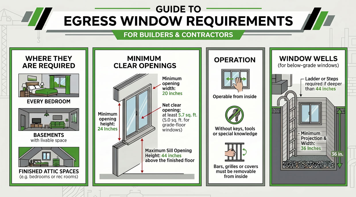 Egress windows requirement chart