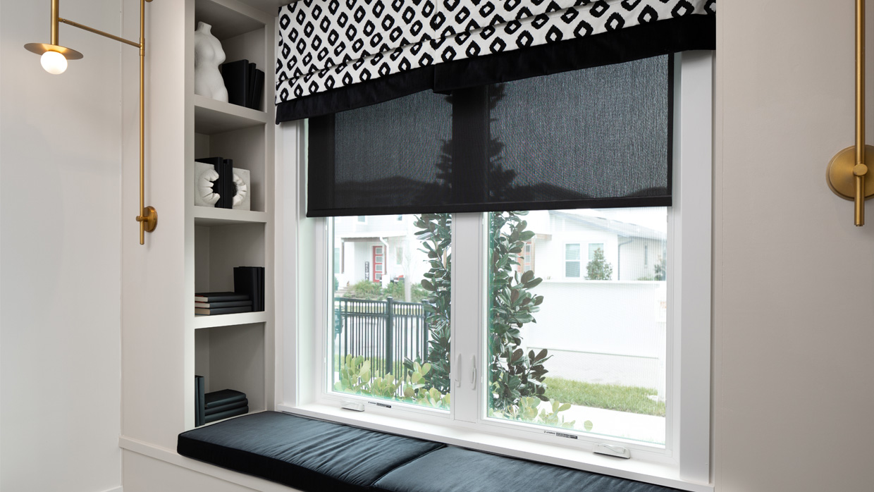 Dual casement egress window in bedroom window seat